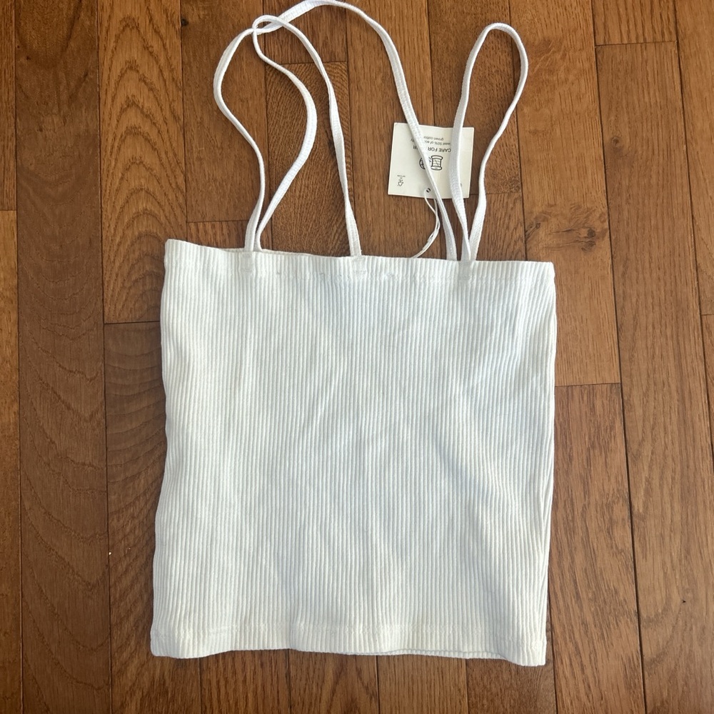 Zara White Ribbed Tank Top - Picture 2 of 5